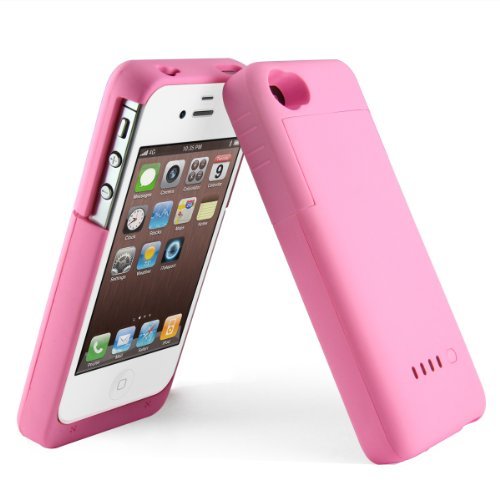 Greenery*BXT iPhone 4 4s External Power Pack Case and Rechargeable Back Up 2000mah Battery Charger Case Cover For iPhone 4 -Pink